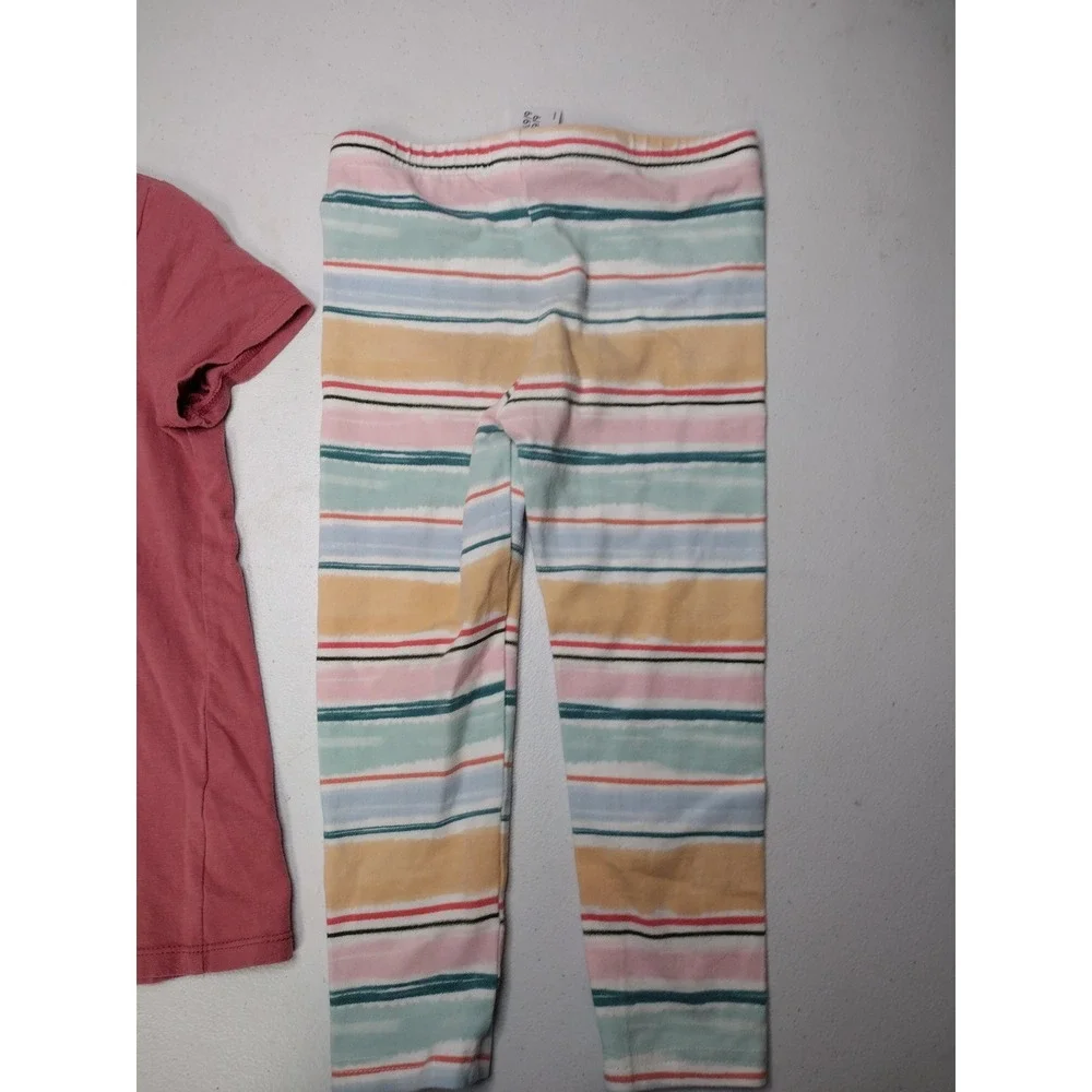 Carters Kid Girls Rose Pink Surf & Sun Graphic Tee and Striped Crop Leggings Set